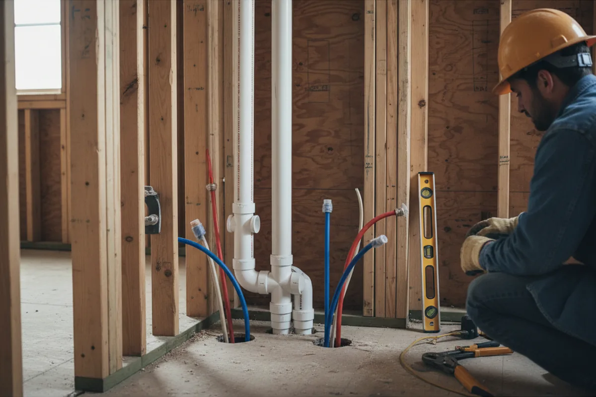 Drain and supply rough-in during Garbage Disposal Repair in Dry Run